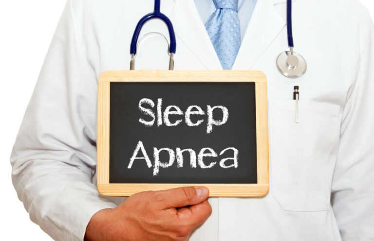 doctor with sleep apnea chalkboard-